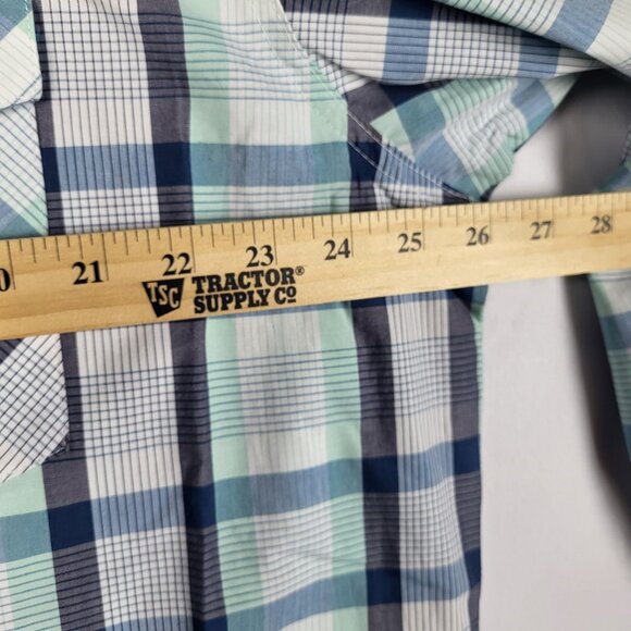 Wrangler Plaid Spellout Shirt Mens XL Tall Blue Green Button Up Western NWT - Picture 10 of 16